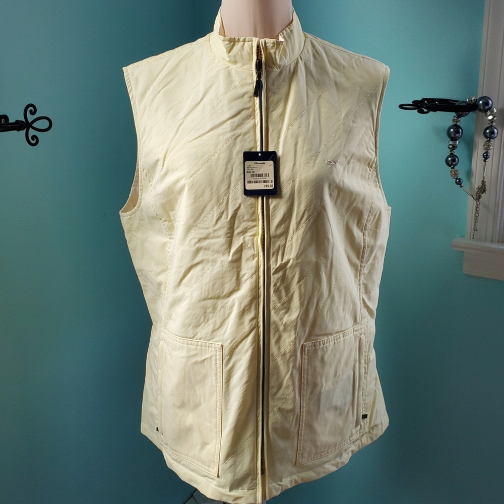 Faconnable pale Yellow reversible vest NWT